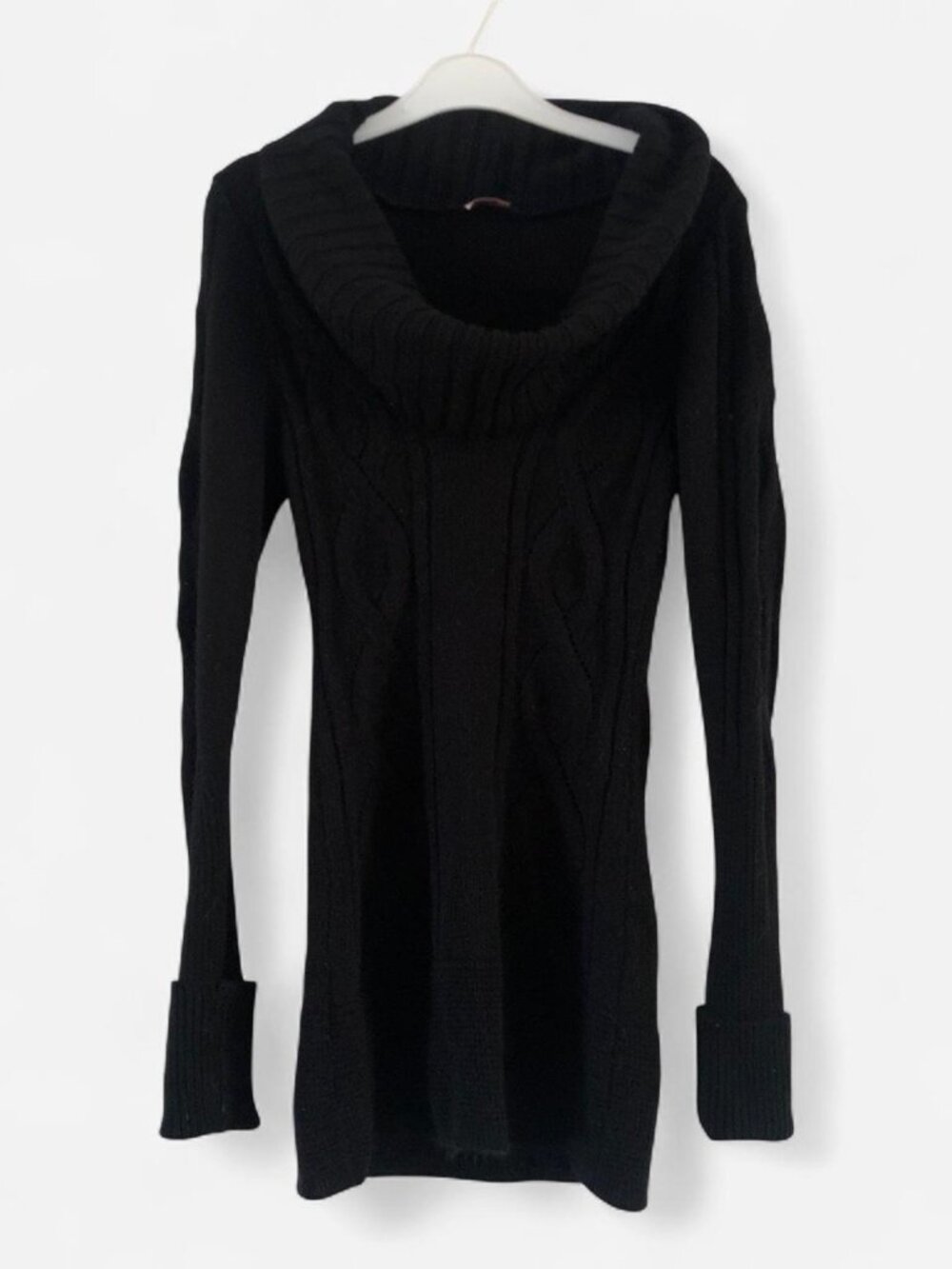 Black knit off the shoulder sweater top dress
